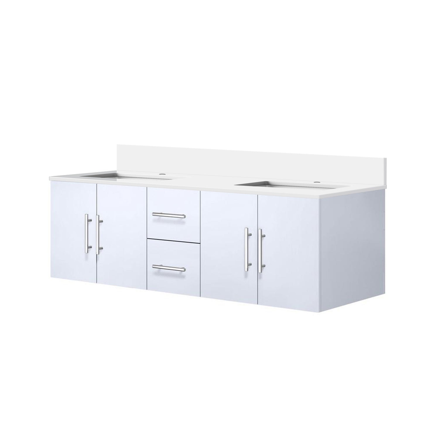 Geneva 60 in. W x 22 in. D Glossy White Double Bath Vanity