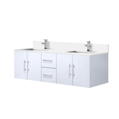 Geneva 60 in. W x 22 in. D Glossy White Double Bath Vanity