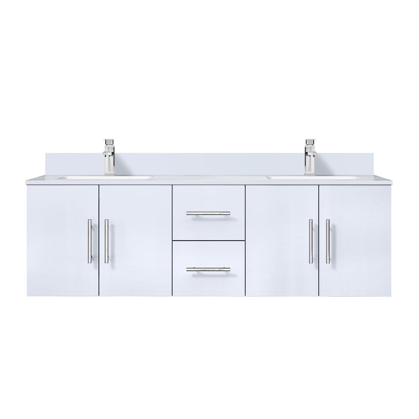 Geneva 60 in. W x 22 in. D Glossy White Double Bath Vanity