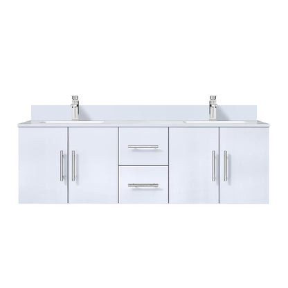 Geneva 60 in. W x 22 in. D Glossy White Double Bath Vanity