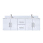 Geneva 60 in. W x 22 in. D Glossy White Double Bath Vanity