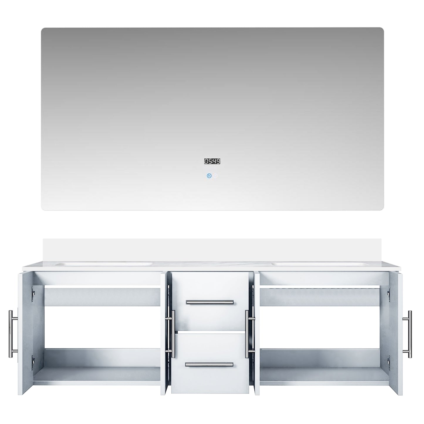 Geneva 60 in. W x 22 in. D Glossy White Double Bath Vanity