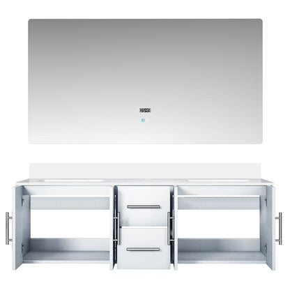 Geneva 60 in. W x 22 in. D Glossy White Double Bath Vanity