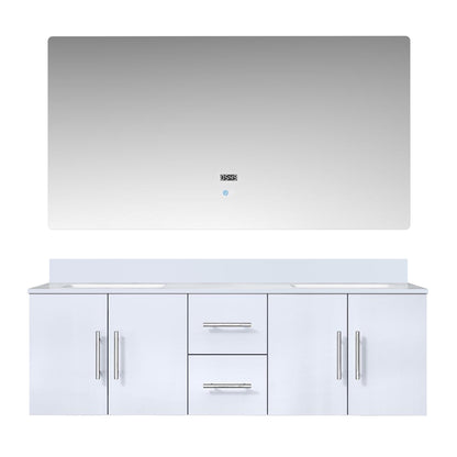Geneva 60 in. W x 22 in. D Glossy White Double Bath Vanity