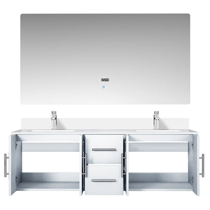 Geneva 60 in. W x 22 in. D Glossy White Double Bath Vanity