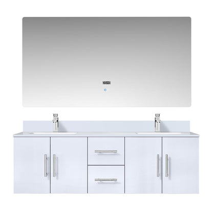 Geneva 60 in. W x 22 in. D Glossy White Double Bath Vanity