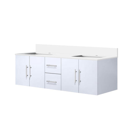 Geneva 60 in. W x 22 in. D Glossy White Double Bath Vanity