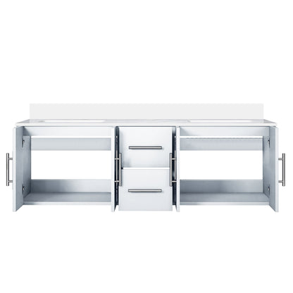 Geneva 60 in. W x 22 in. D Glossy White Double Bath Vanity