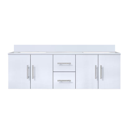 Geneva 60 in. W x 22 in. D Glossy White Double Bath Vanity