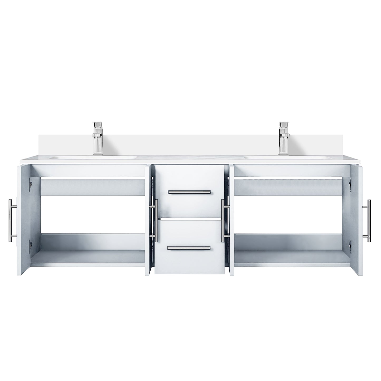 Geneva 60 in. W x 22 in. D Glossy White Double Bath Vanity