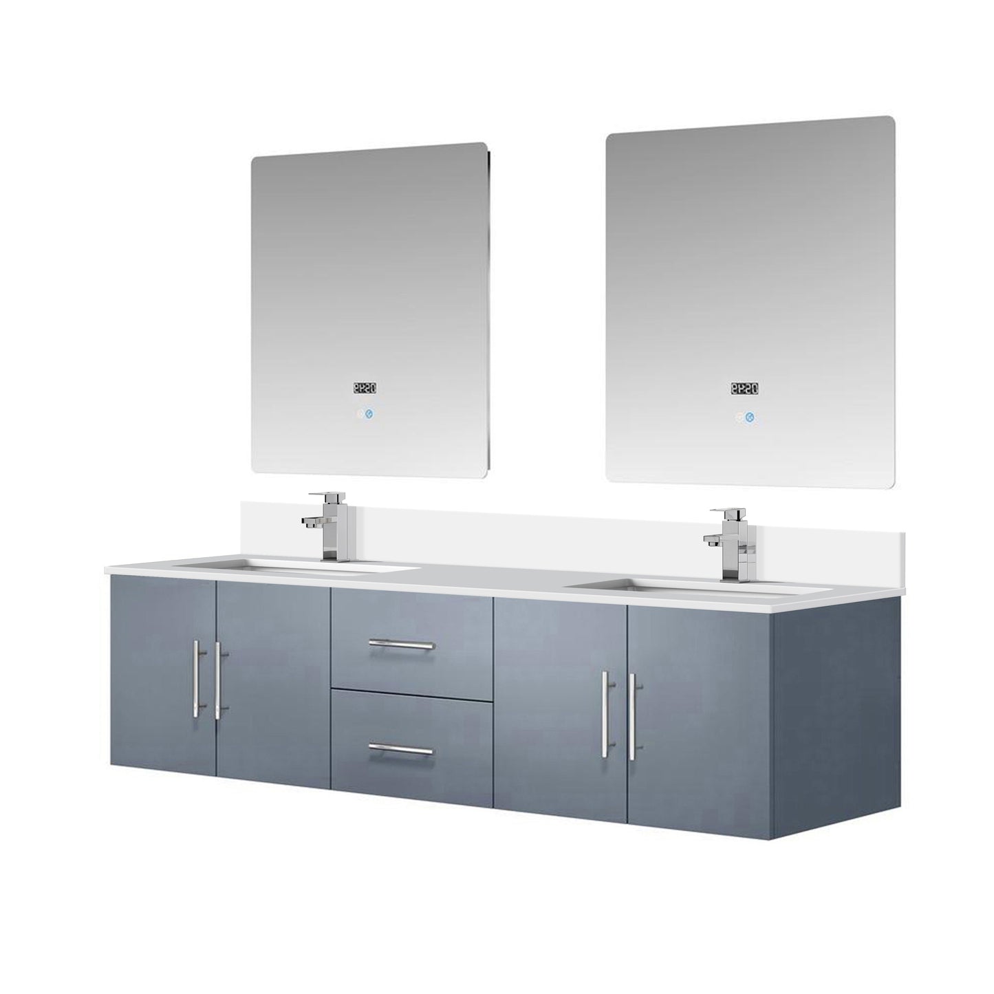 Geneva 72 in. W x 22 in. D Dark Grey Double Bath Vanity