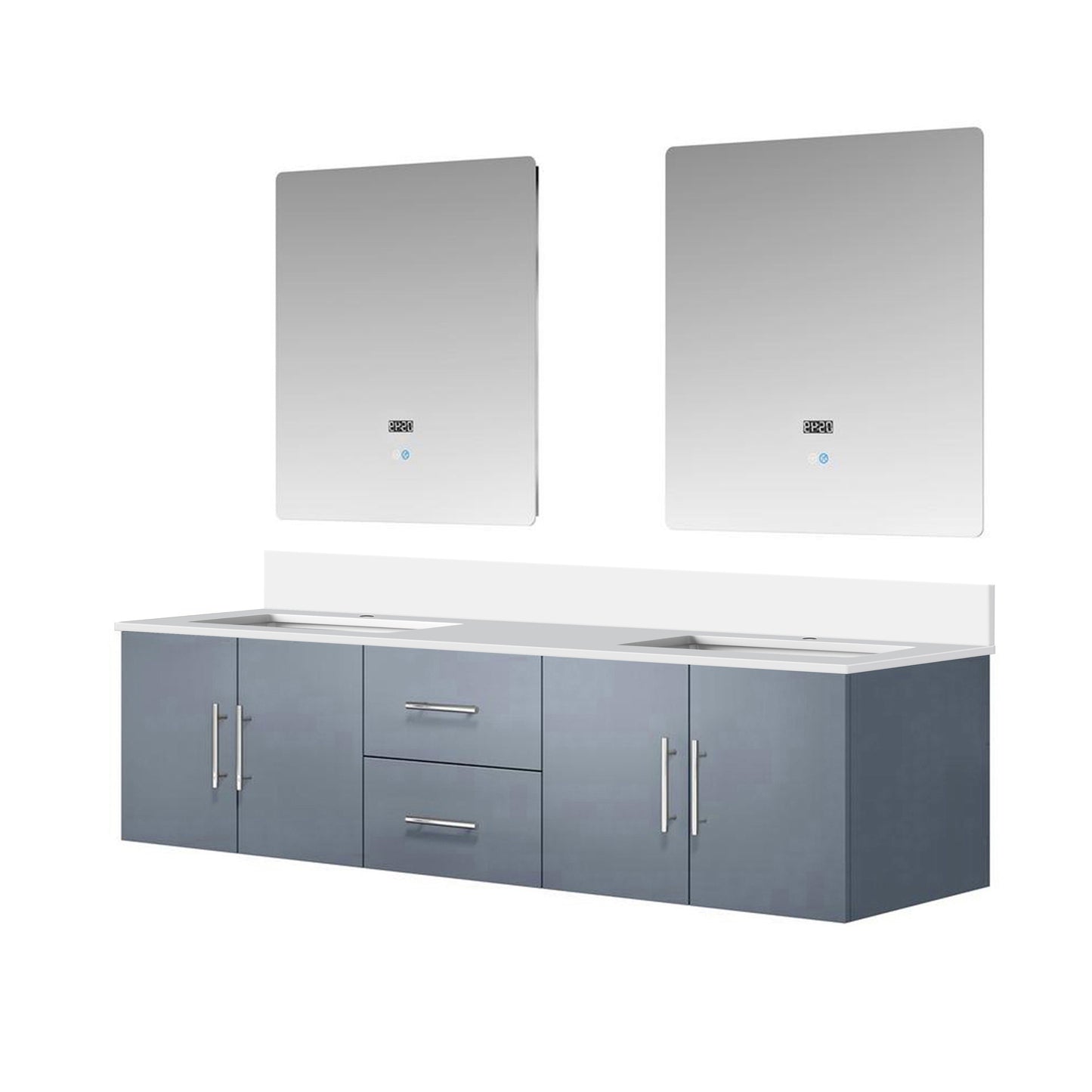 Geneva 72 in. W x 22 in. D Dark Grey Double Bath Vanity