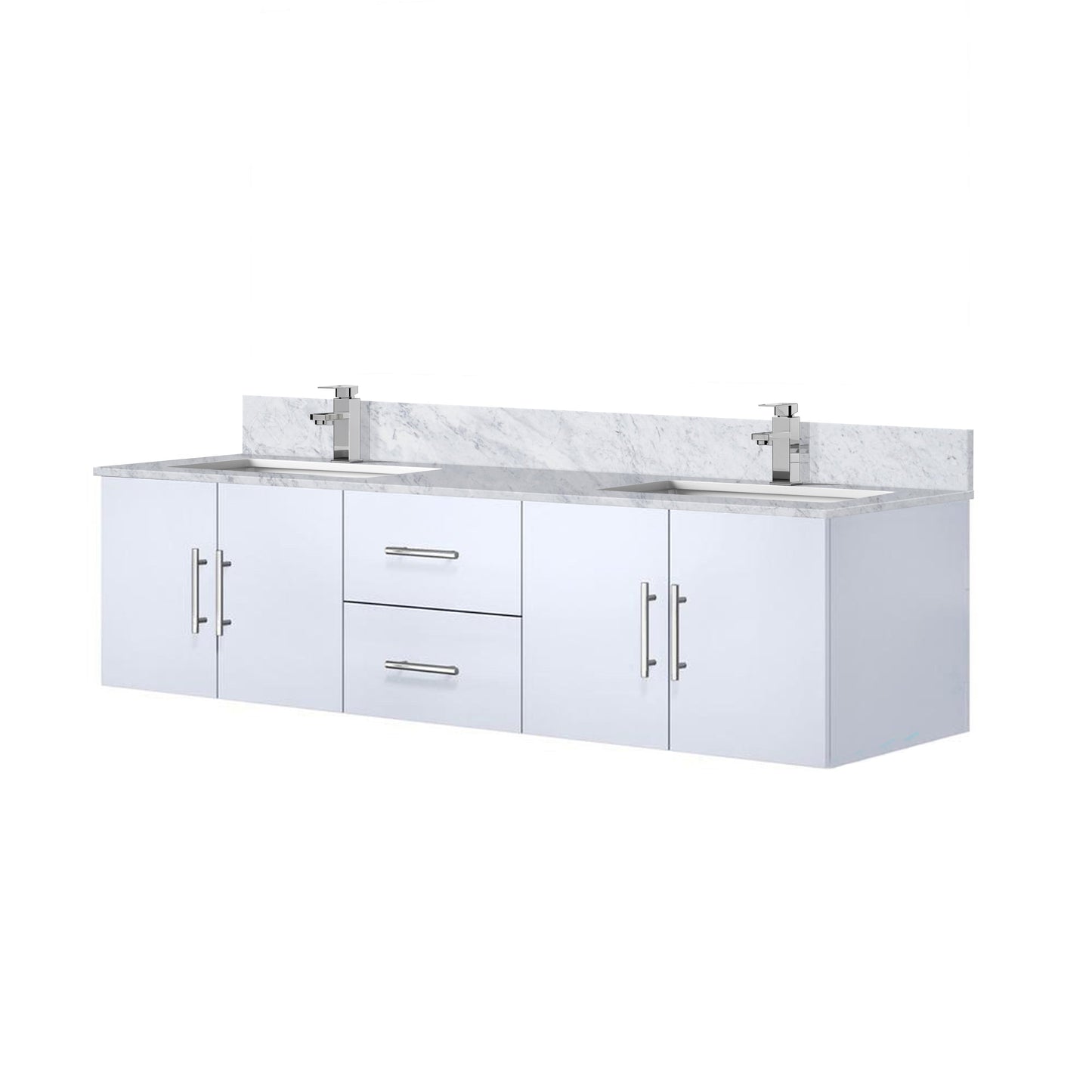 Geneva 72 in. W x 22 in. D Glossy White Double Bath Vanity