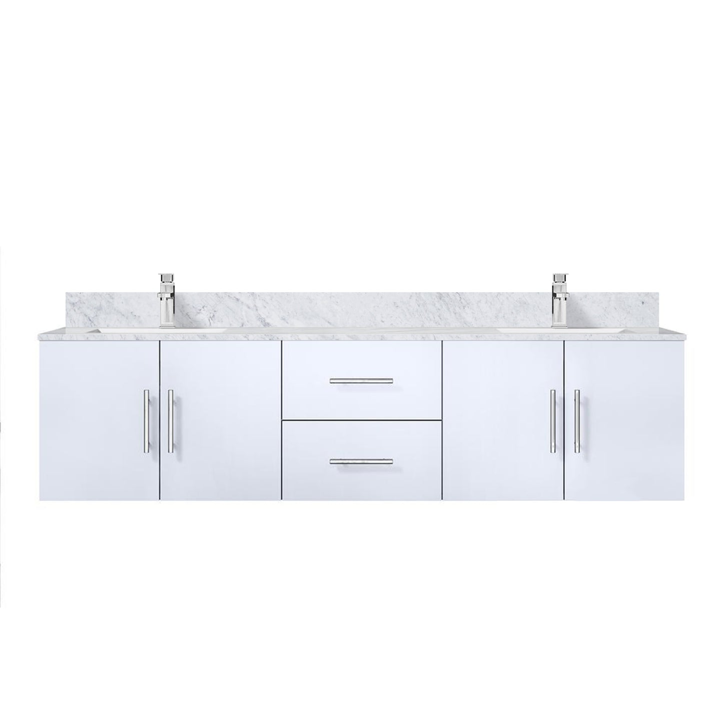 Geneva 72 in. W x 22 in. D Glossy White Double Bath Vanity