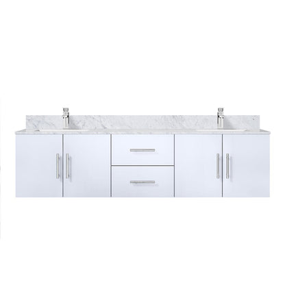 Geneva 72 in. W x 22 in. D Glossy White Double Bath Vanity