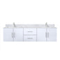 Geneva 72 in. W x 22 in. D Glossy White Double Bath Vanity