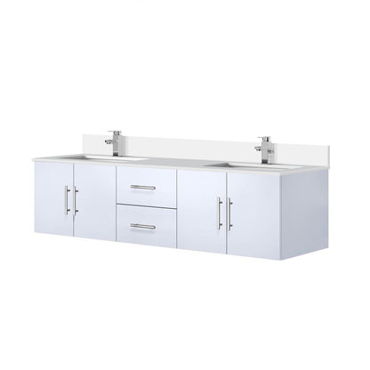 Geneva 72 in. W x 22 in. D Glossy White Double Bath Vanity