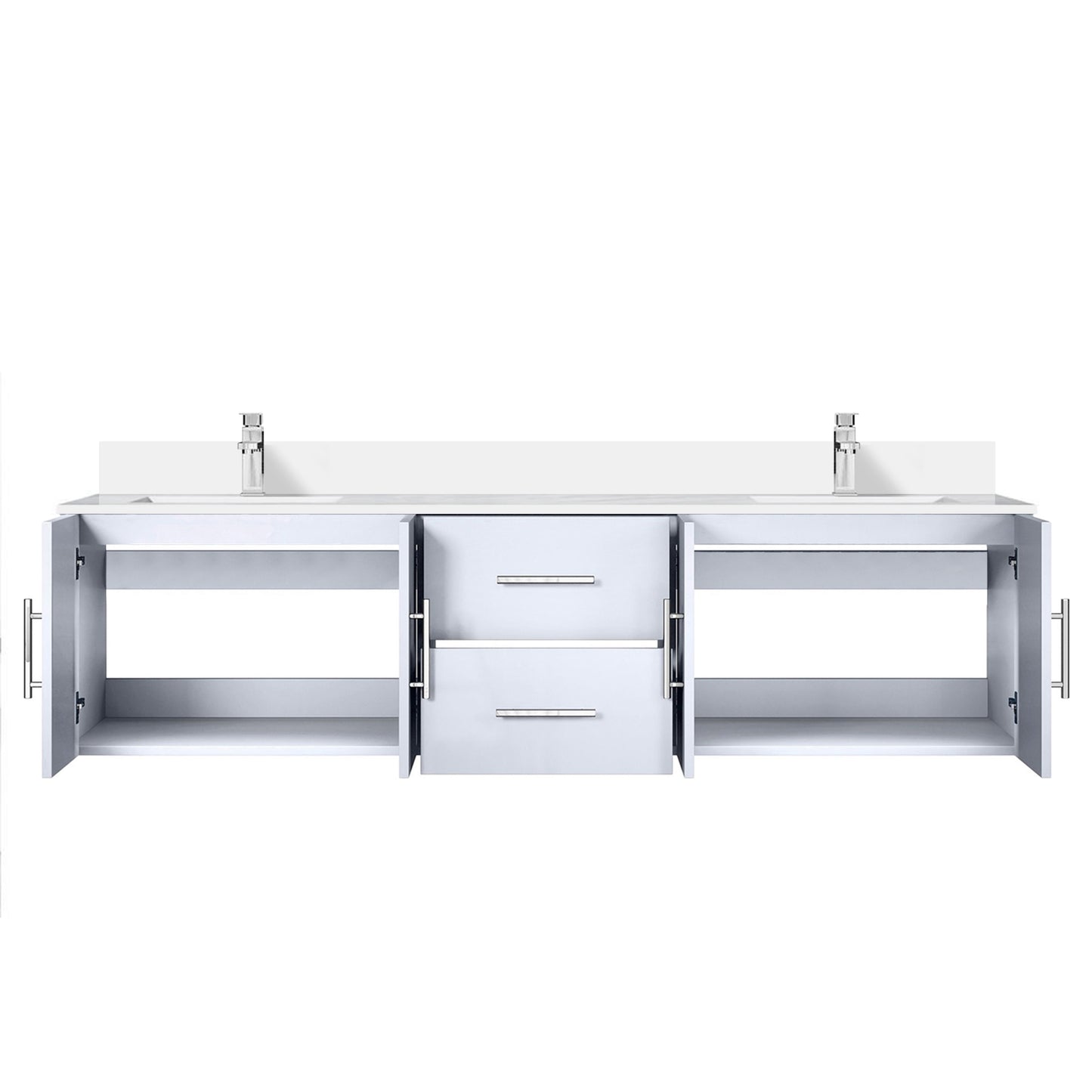 Geneva 72 in. W x 22 in. D Glossy White Double Bath Vanity