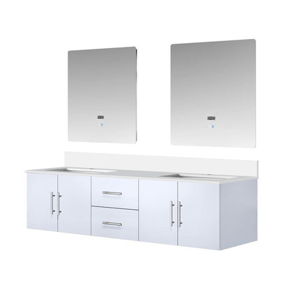 Geneva 72 in. W x 22 in. D Glossy White Double Bath Vanity