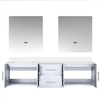 Geneva 72 in. W x 22 in. D Glossy White Double Bath Vanity