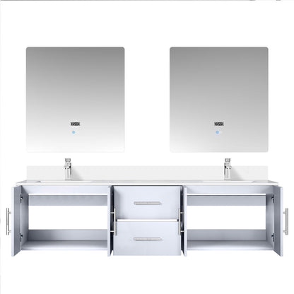 Geneva 72 in. W x 22 in. D Glossy White Double Bath Vanity