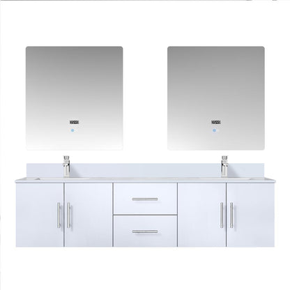 Geneva 72 in. W x 22 in. D Glossy White Double Bath Vanity
