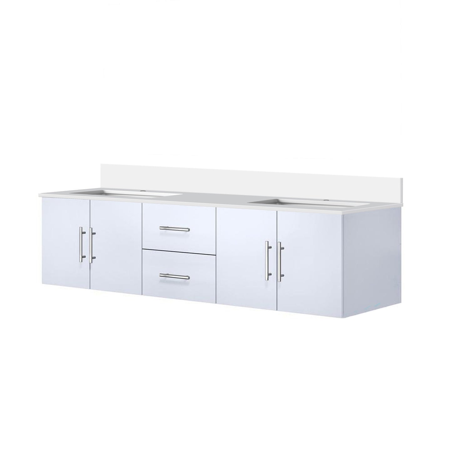 Geneva 72 in. W x 22 in. D Glossy White Double Bath Vanity