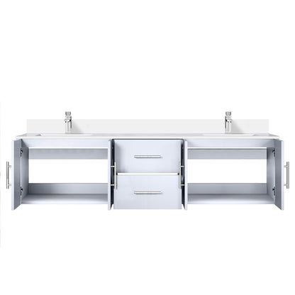 Geneva 72 in. W x 22 in. D Glossy White Double Bath Vanity