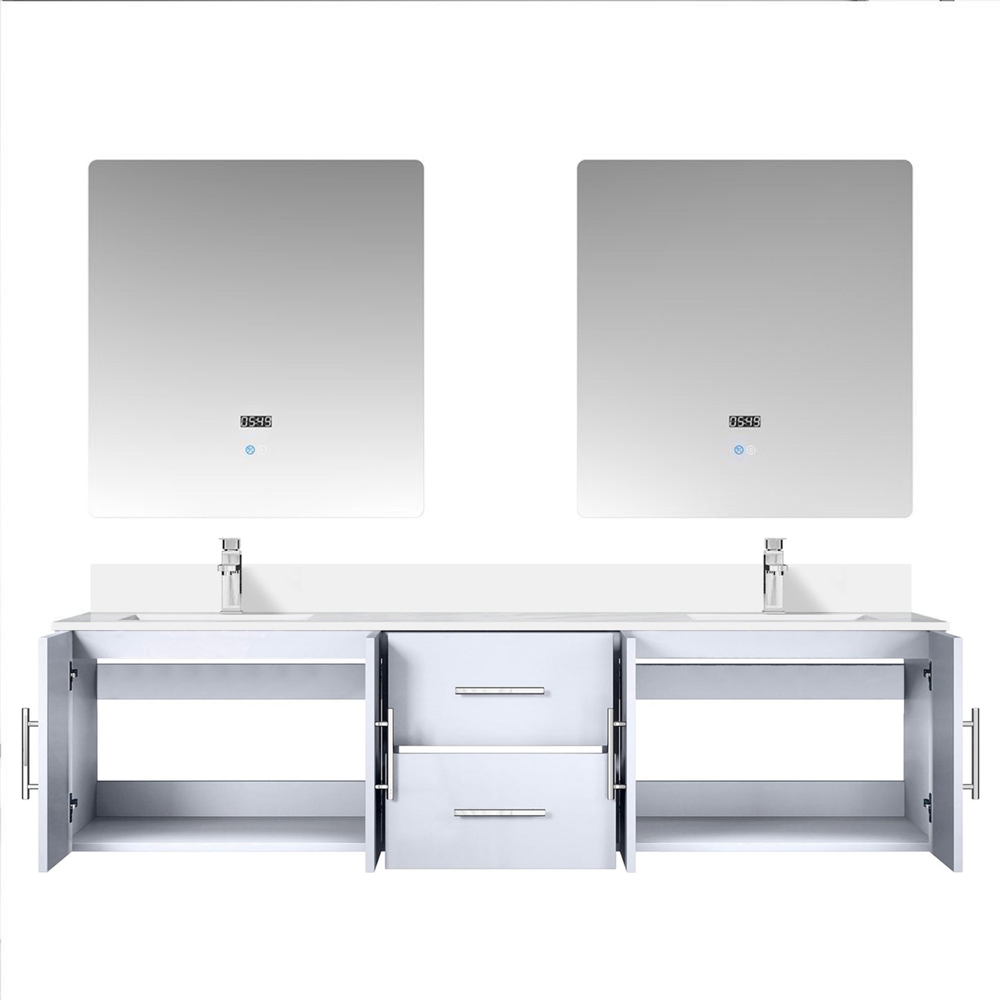 Geneva 72 in. W x 22 in. D Glossy White Double Bath Vanity