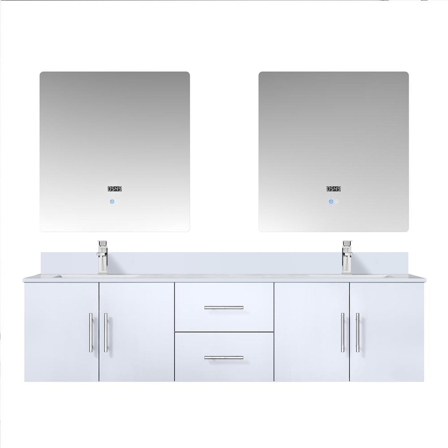 Geneva 72 in. W x 22 in. D Glossy White Double Bath Vanity