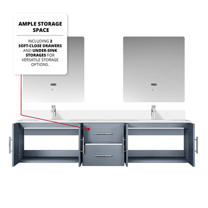 Geneva 80 in. W x 22 in. D Dark Grey Double Bath Vanity