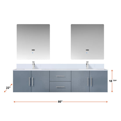 Geneva 80 in. W x 22 in. D Dark Grey Double Bath Vanity