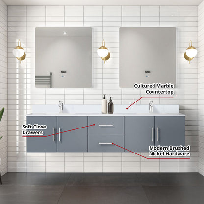 Geneva 80 in. W x 22 in. D Dark Grey Double Bath Vanity