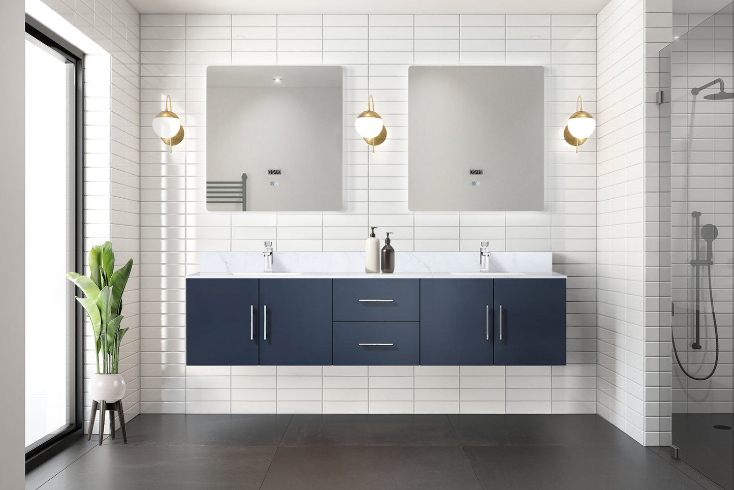 Geneva 80 in. W x 22 in. D Navy Blue Double Bath Vanity