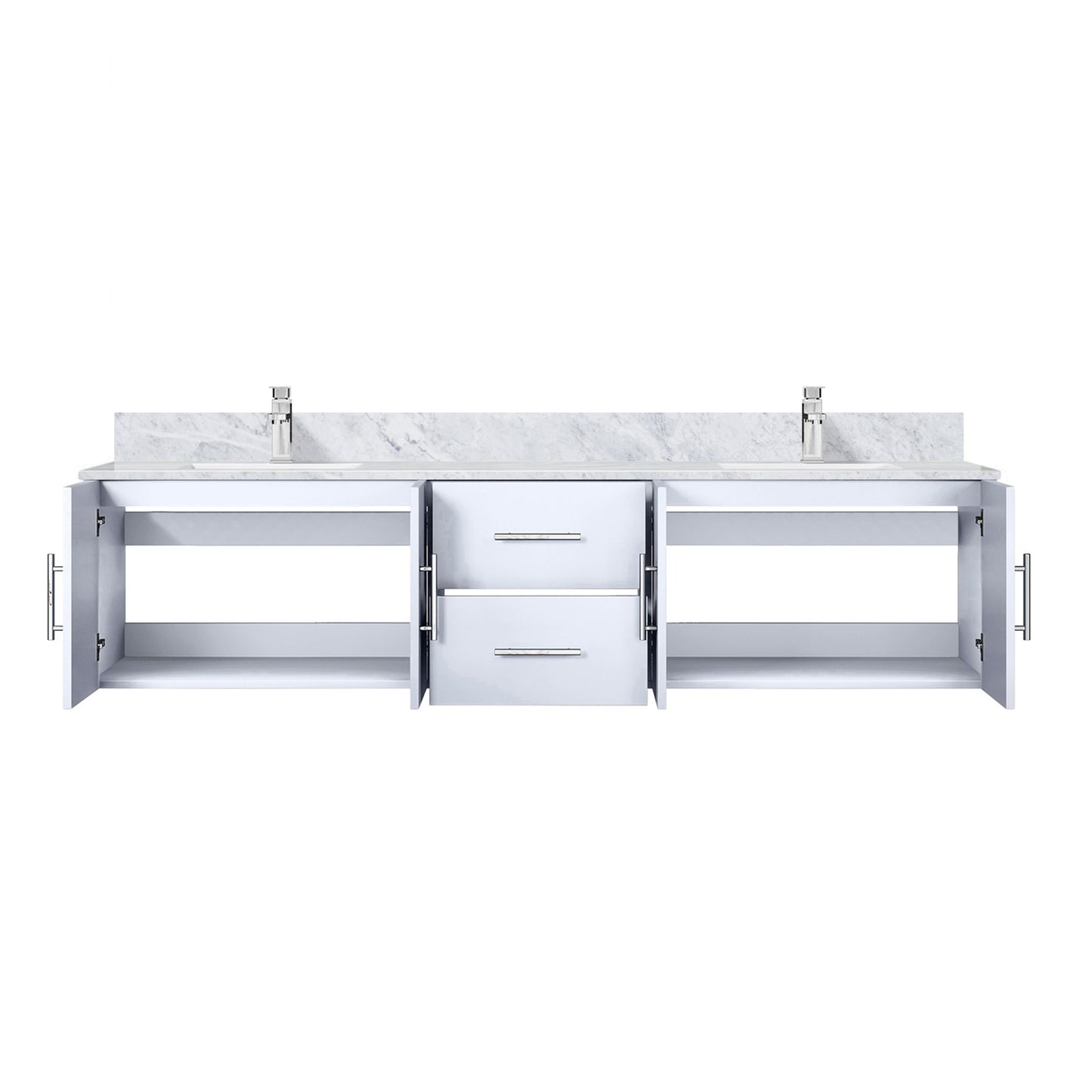 Geneva 80 in. W x 22 in. D Glossy White Double Bath Vanity