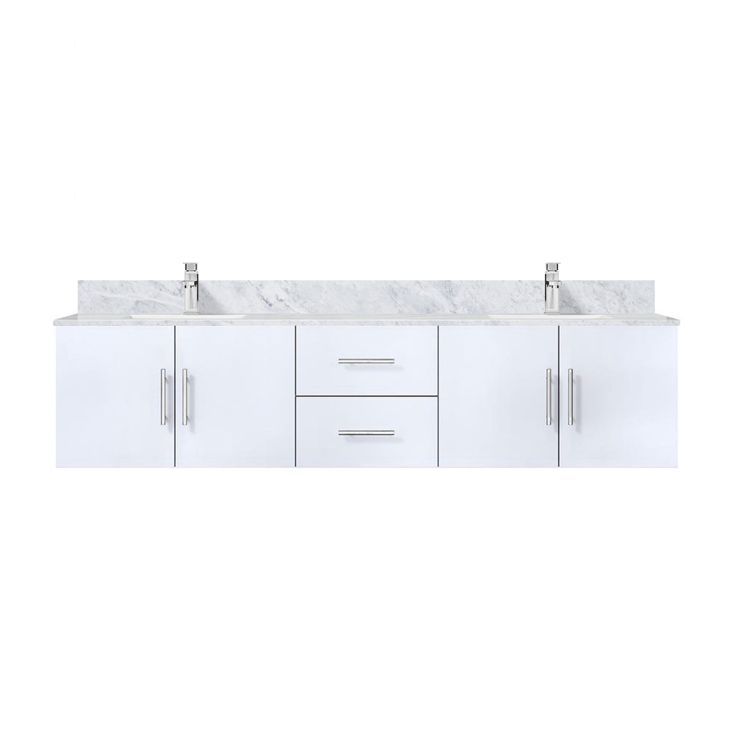 Geneva 80 in. W x 22 in. D Glossy White Double Bath Vanity