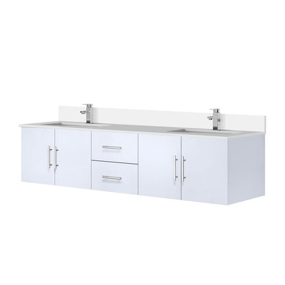 Geneva 80 in. W x 22 in. D Glossy White Double Bath Vanity