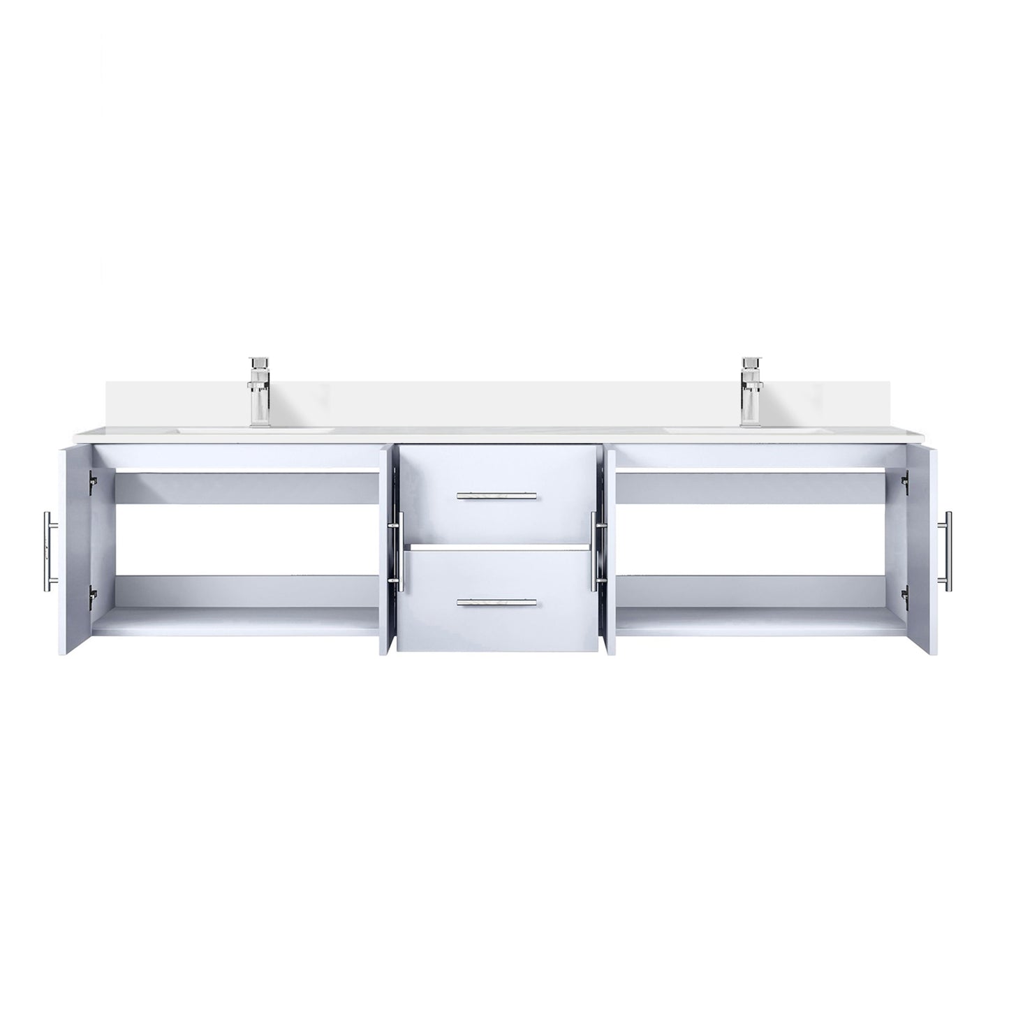 Geneva 80 in. W x 22 in. D Glossy White Double Bath Vanity