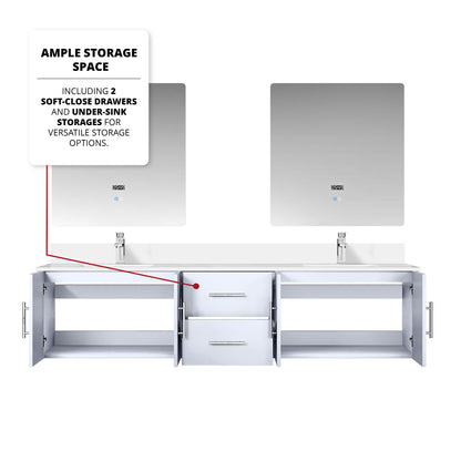 Geneva 80 in. W x 22 in. D Glossy White Double Bath Vanity