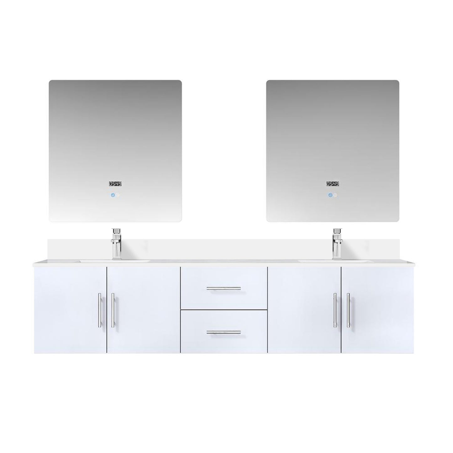 Geneva 80 in. W x 22 in. D Glossy White Double Bath Vanity