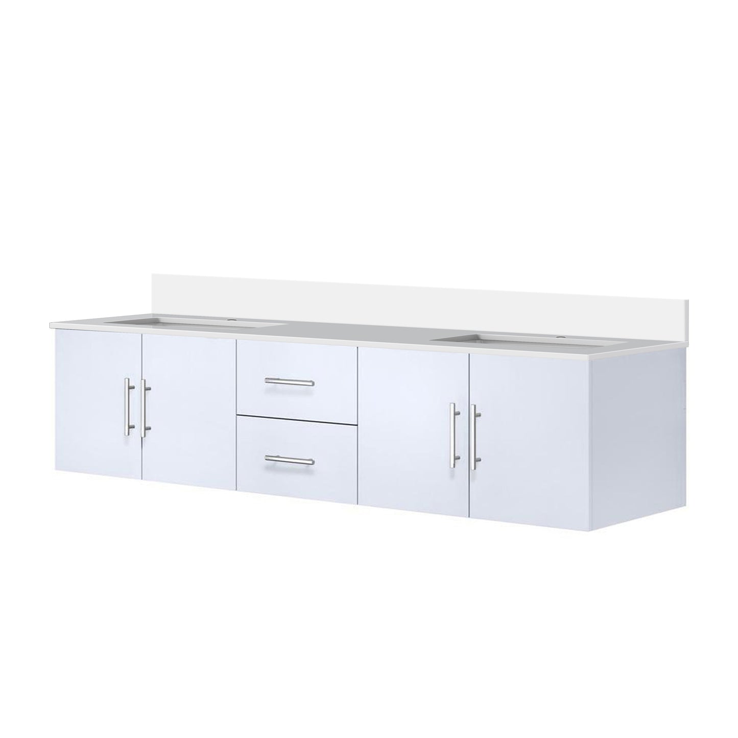 Geneva 80 in. W x 22 in. D Glossy White Double Bath Vanity