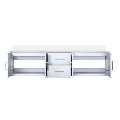 Geneva 80 in. W x 22 in. D Glossy White Double Bath Vanity