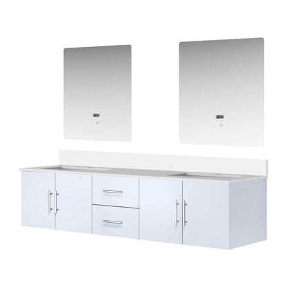 Geneva 80 in. W x 22 in. D Glossy White Double Bath Vanity