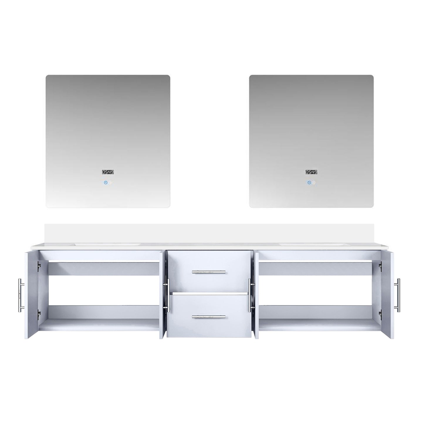 Geneva 80 in. W x 22 in. D Glossy White Double Bath Vanity