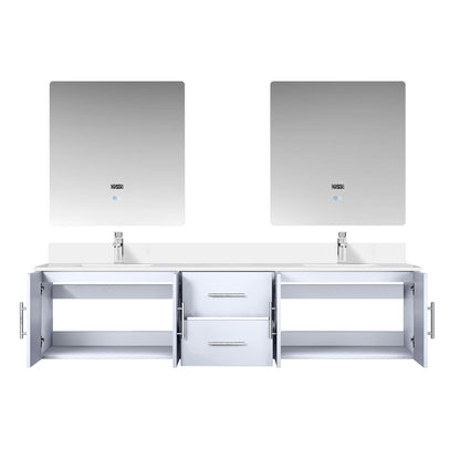 Geneva 80 in. W x 22 in. D Glossy White Double Bath Vanity