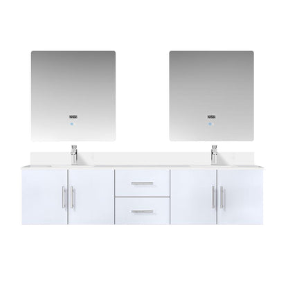 Geneva 80 in. W x 22 in. D Glossy White Double Bath Vanity