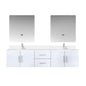 Geneva 80 in. W x 22 in. D Glossy White Double Bath Vanity