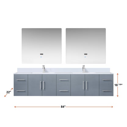 Geneva 84 in. W x 22 in. D Dark Grey Double Bath Vanity