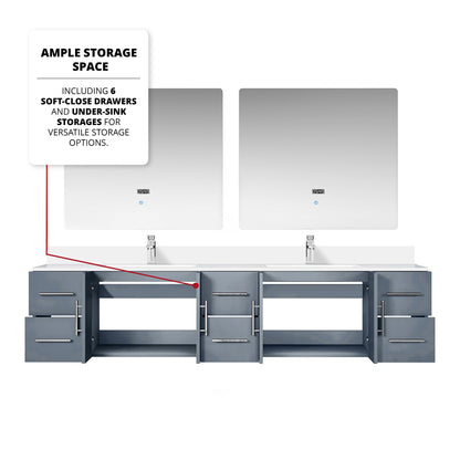 Geneva 84 in. W x 22 in. D Dark Grey Double Bath Vanity