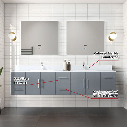 Geneva 84 in. W x 22 in. D Dark Grey Double Bath Vanity